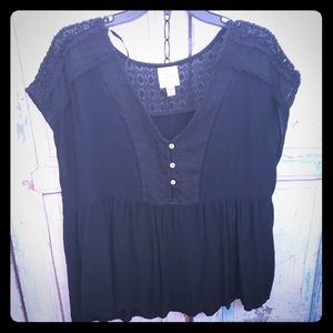 Knox Rose black lace back blouse size XXL